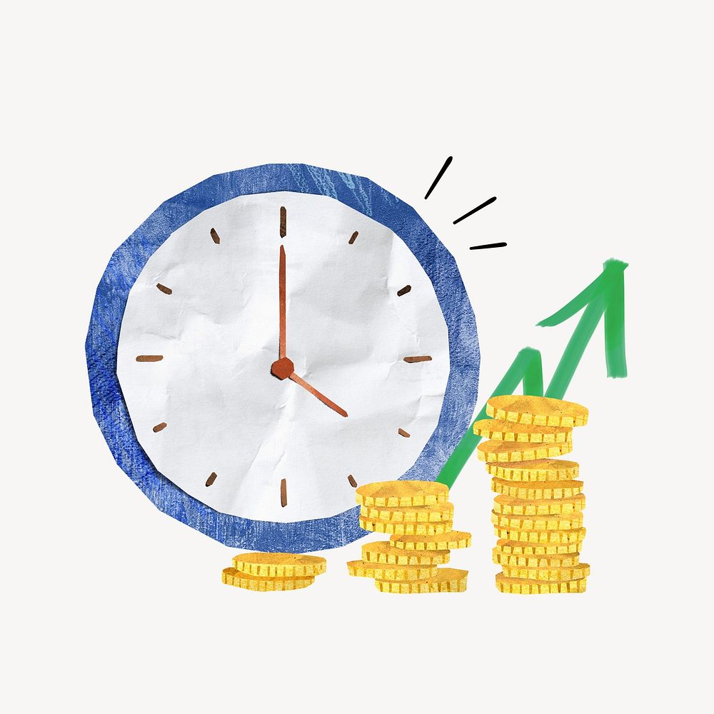 Time is money, wall clock, paper craft element