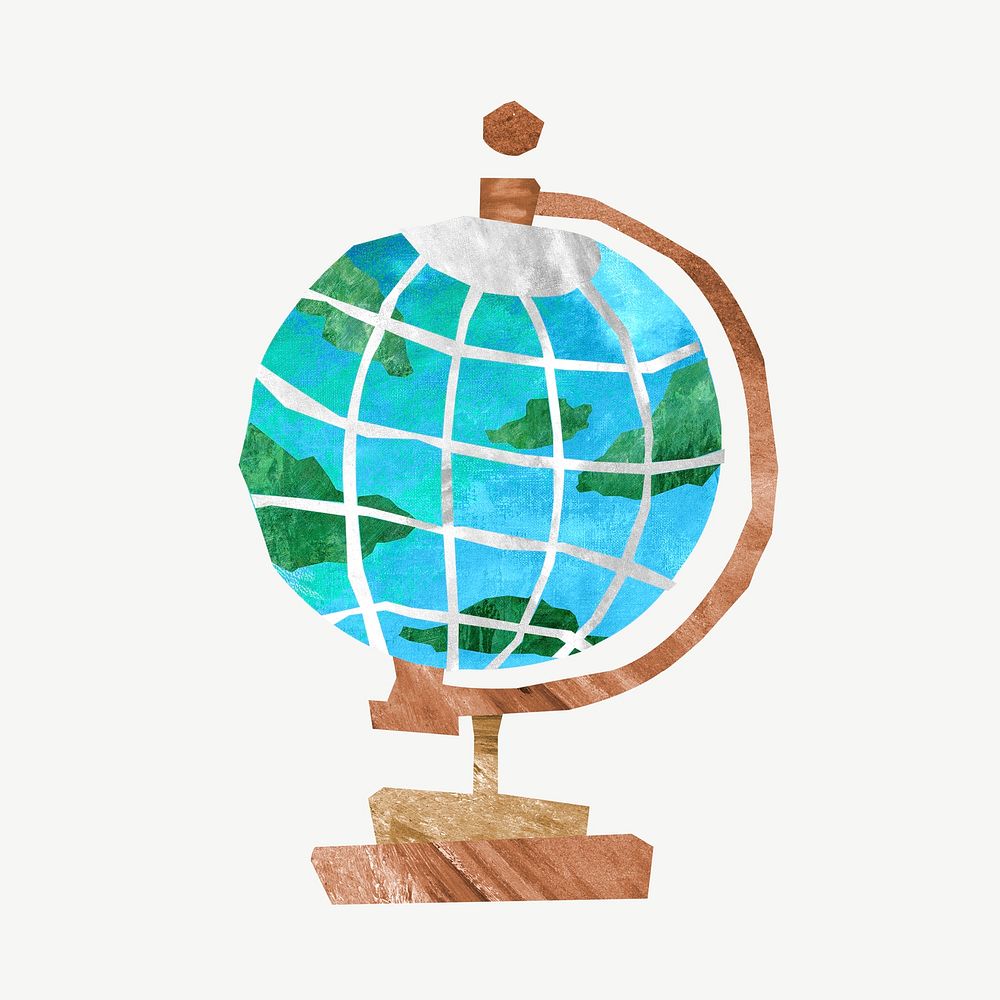 Spinning globe education, paper craft element psd