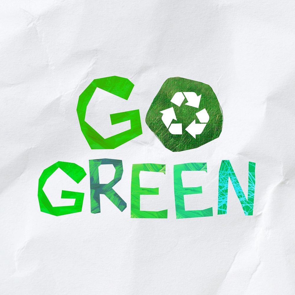 Go green word, environment paper craft 