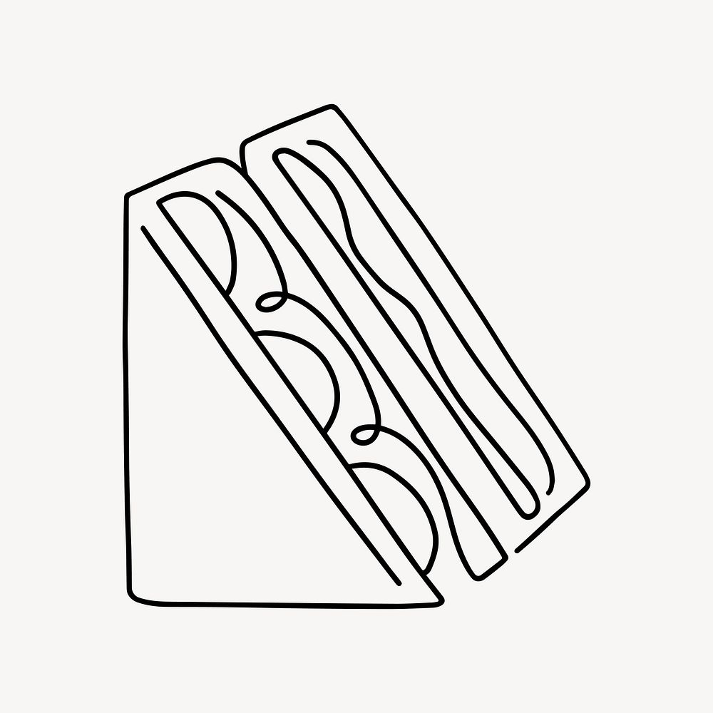 Sandwich food, minimal line art illustration vector