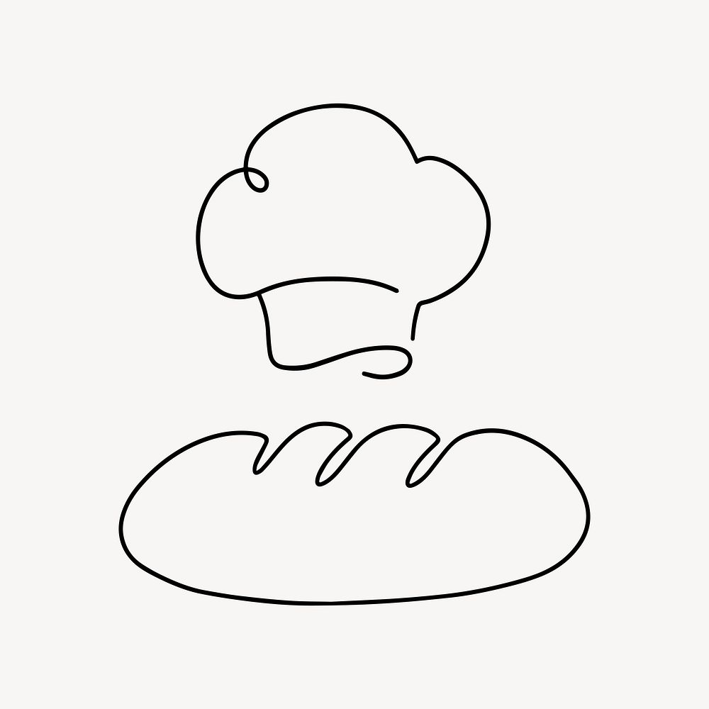 Bread roll, minimal line art illustration vector