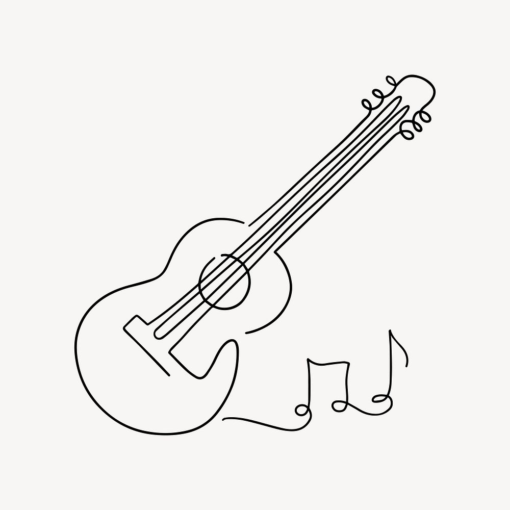 Acoustic guitar, minimal line art illustration vector