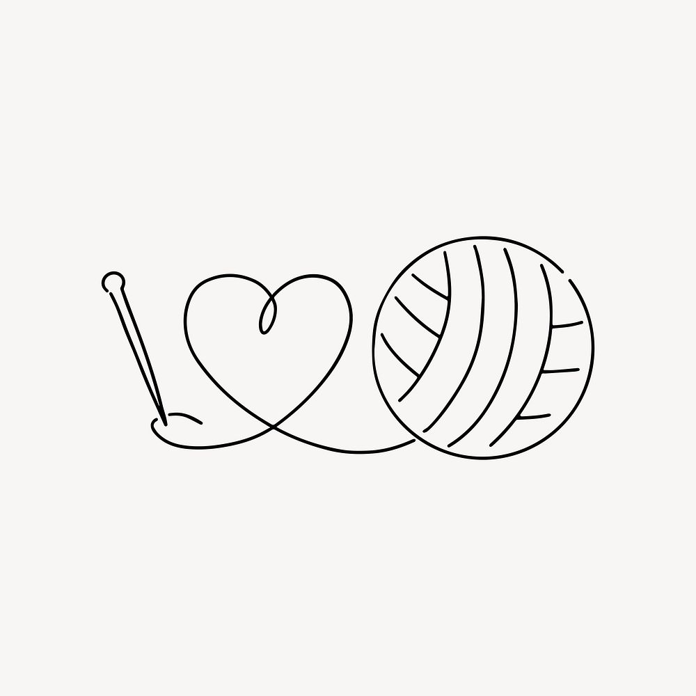I love crochet, minimal line art illustration vector