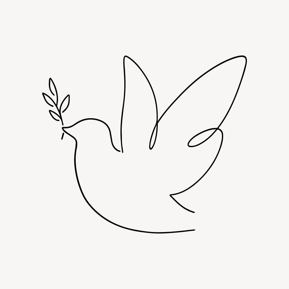 Peace dove bird, minimal line art illustration vector