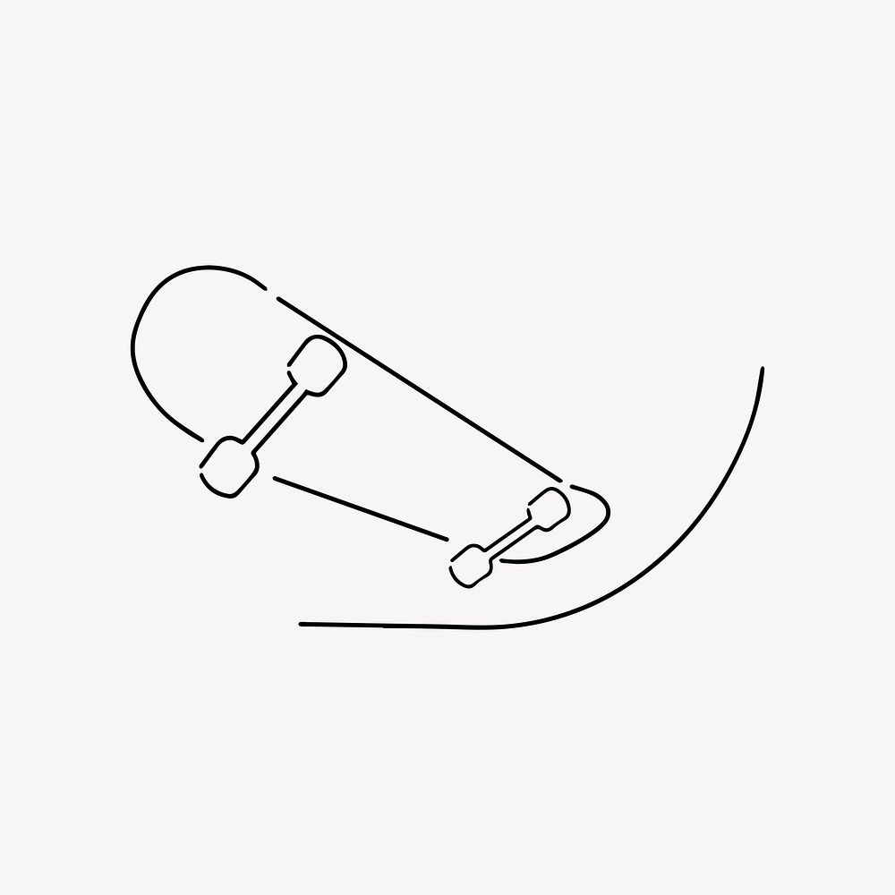 Skateboard hobby, minimal line art illustration vector