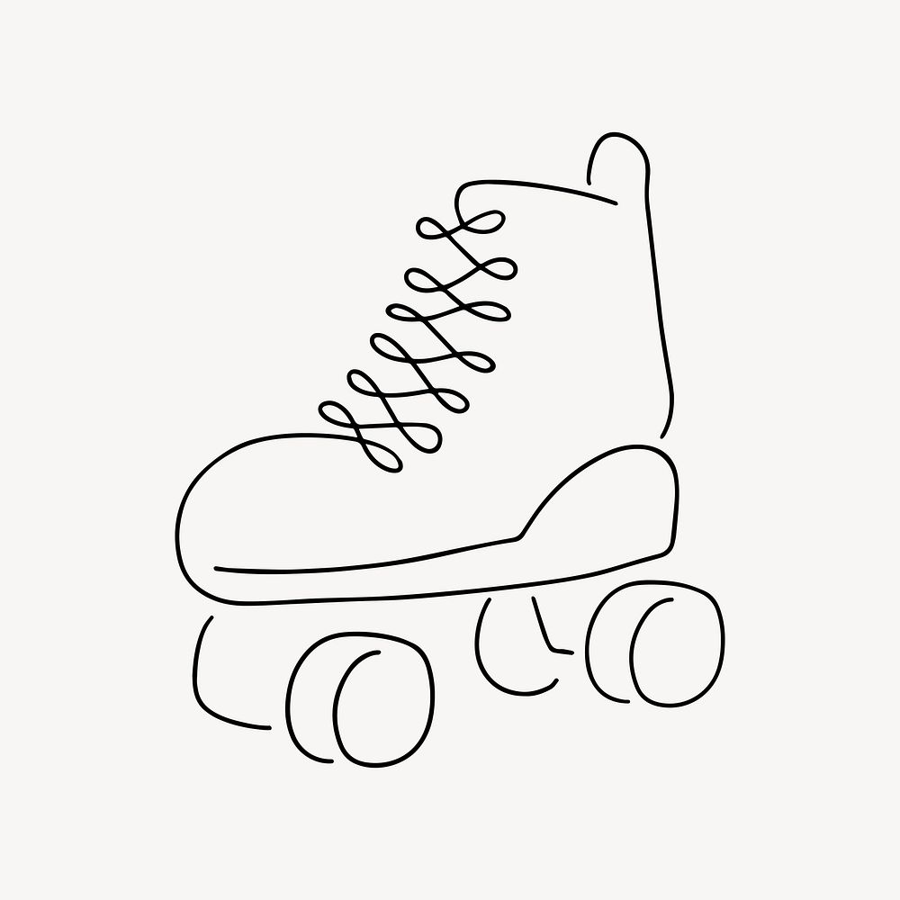Roller skating shoe, minimal line art illustration vector