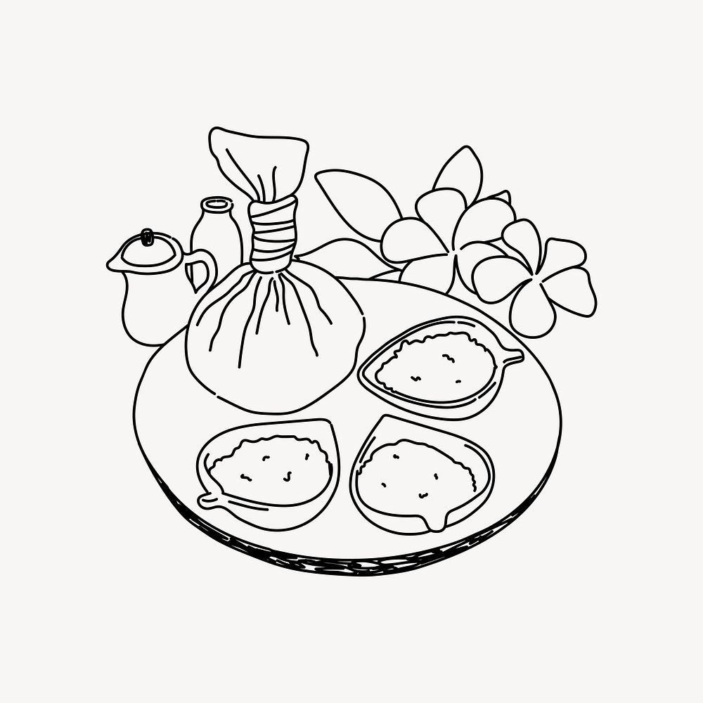 Thai herbal massage hand drawn illustration vector
