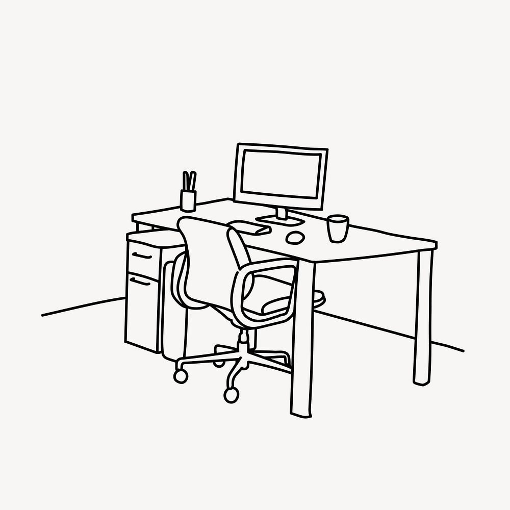 Home office hand drawn illustration vector