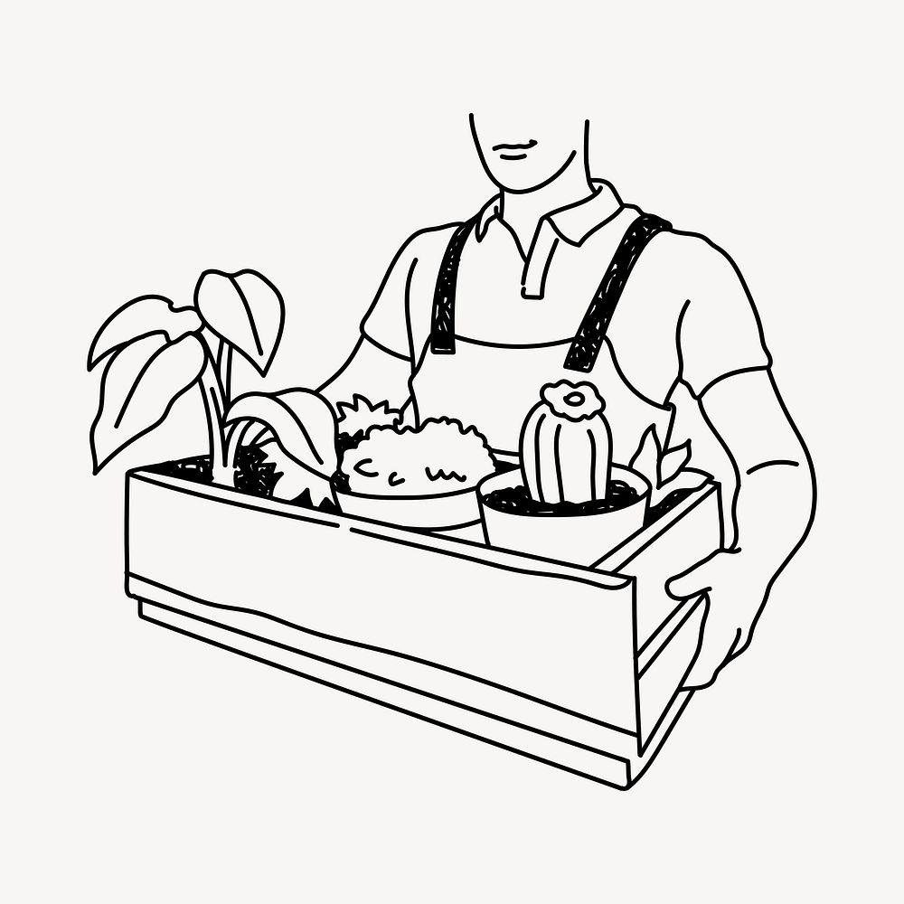 Indoor gardening hand drawn illustration vector