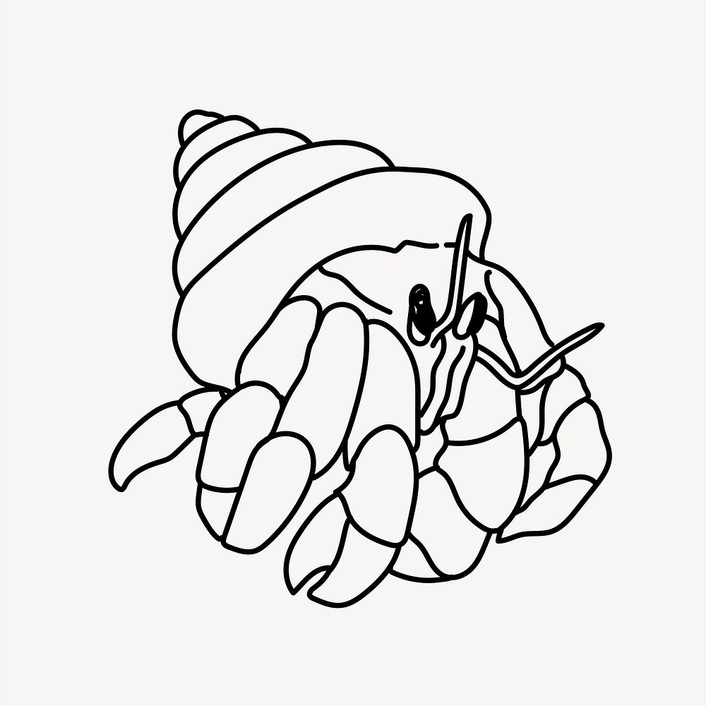 Hermit crab hand drawn illustration vector