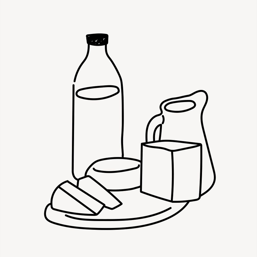 Dairy products hand drawn illustration vector