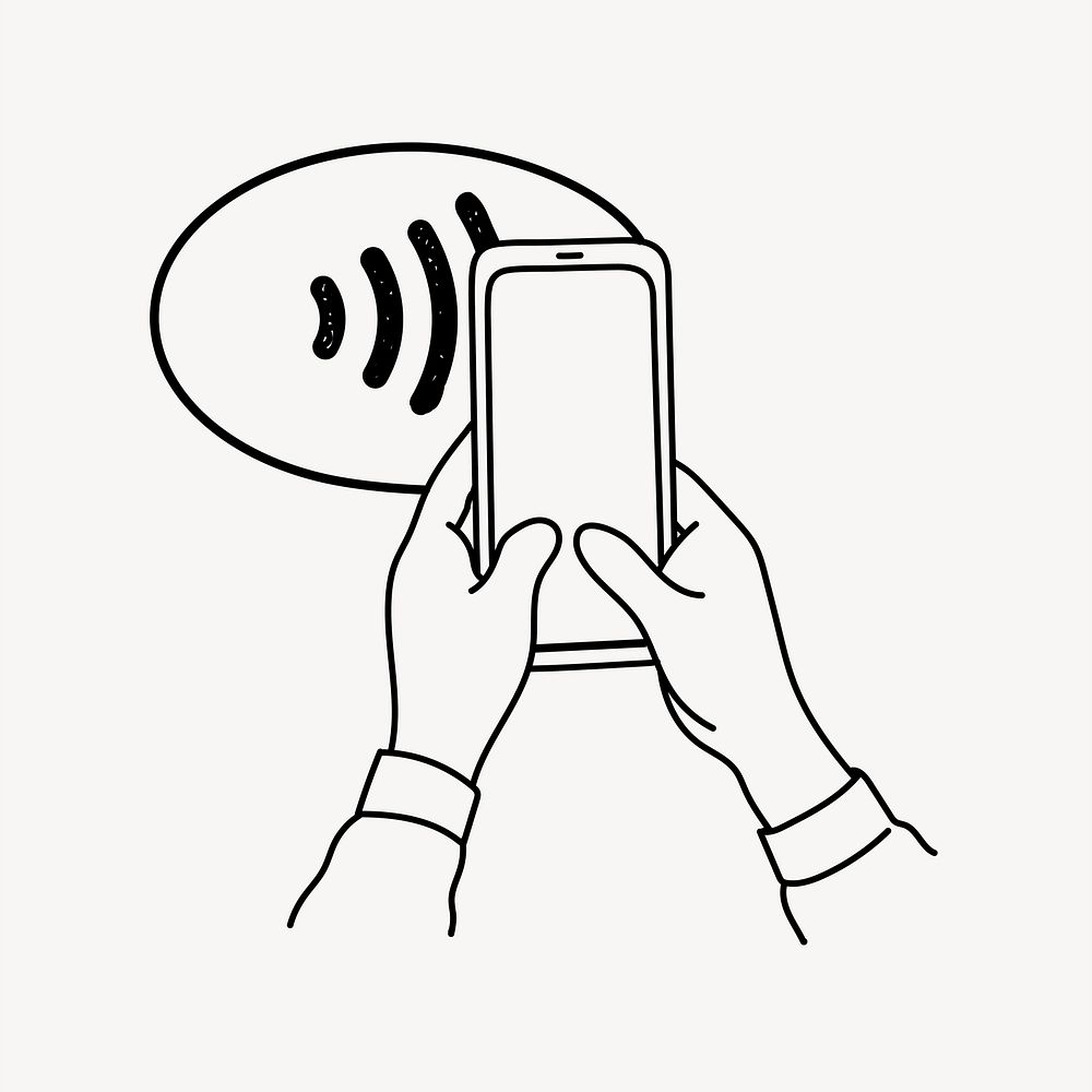 Mobile payment hand drawn illustration vector