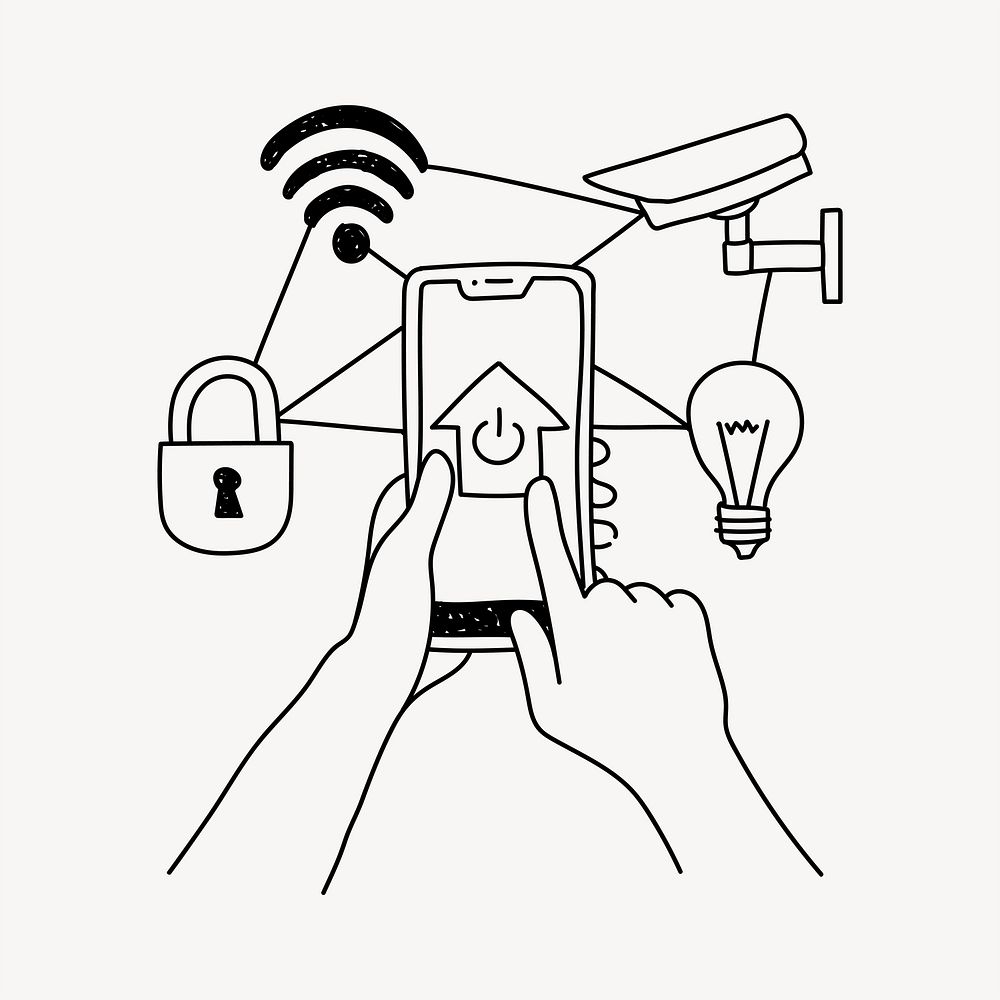 Smart home security hand drawn illustration vector
