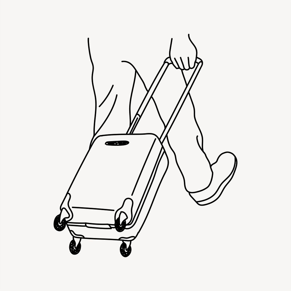 Travel luggage line art illustration isolated background
