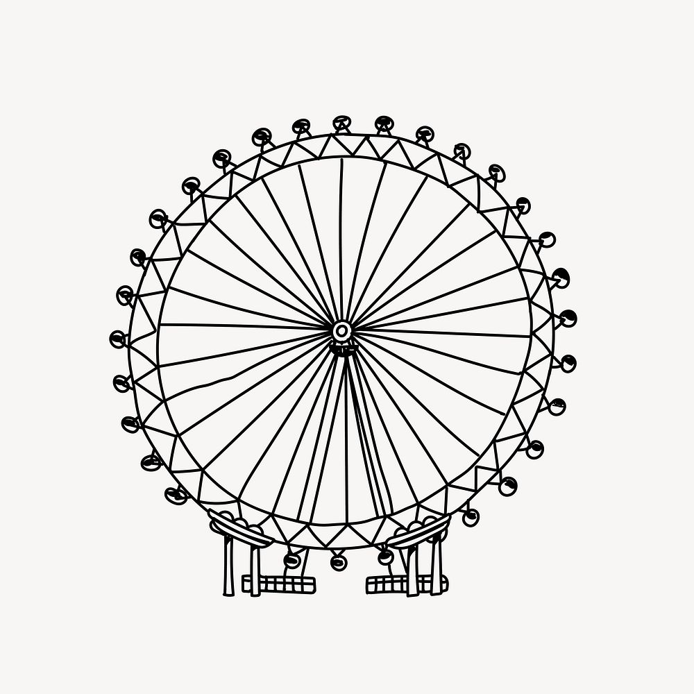 Ferris wheel amusement park hand drawn illustration vector