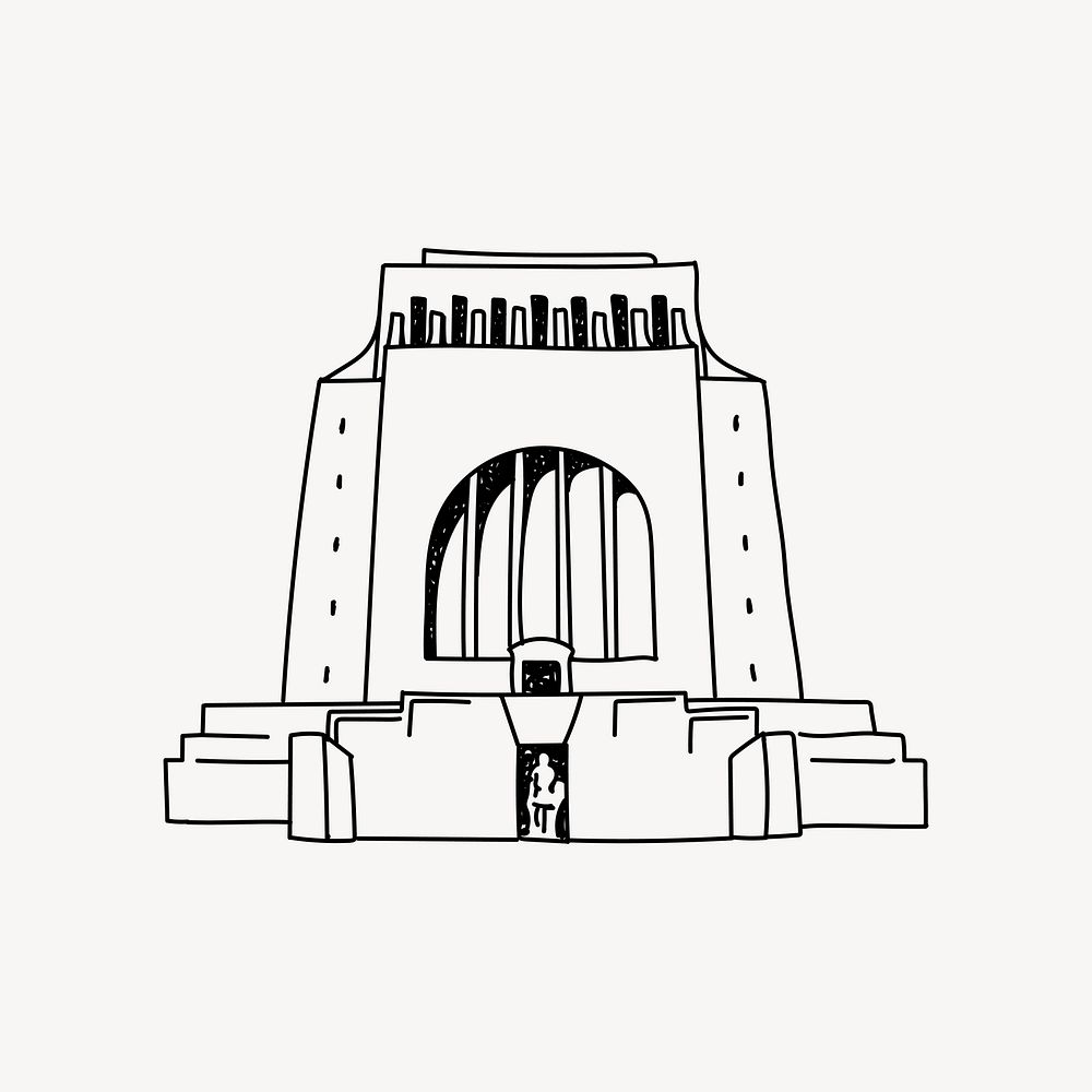 Voortrekker Monument South Africa doodle illustration vector