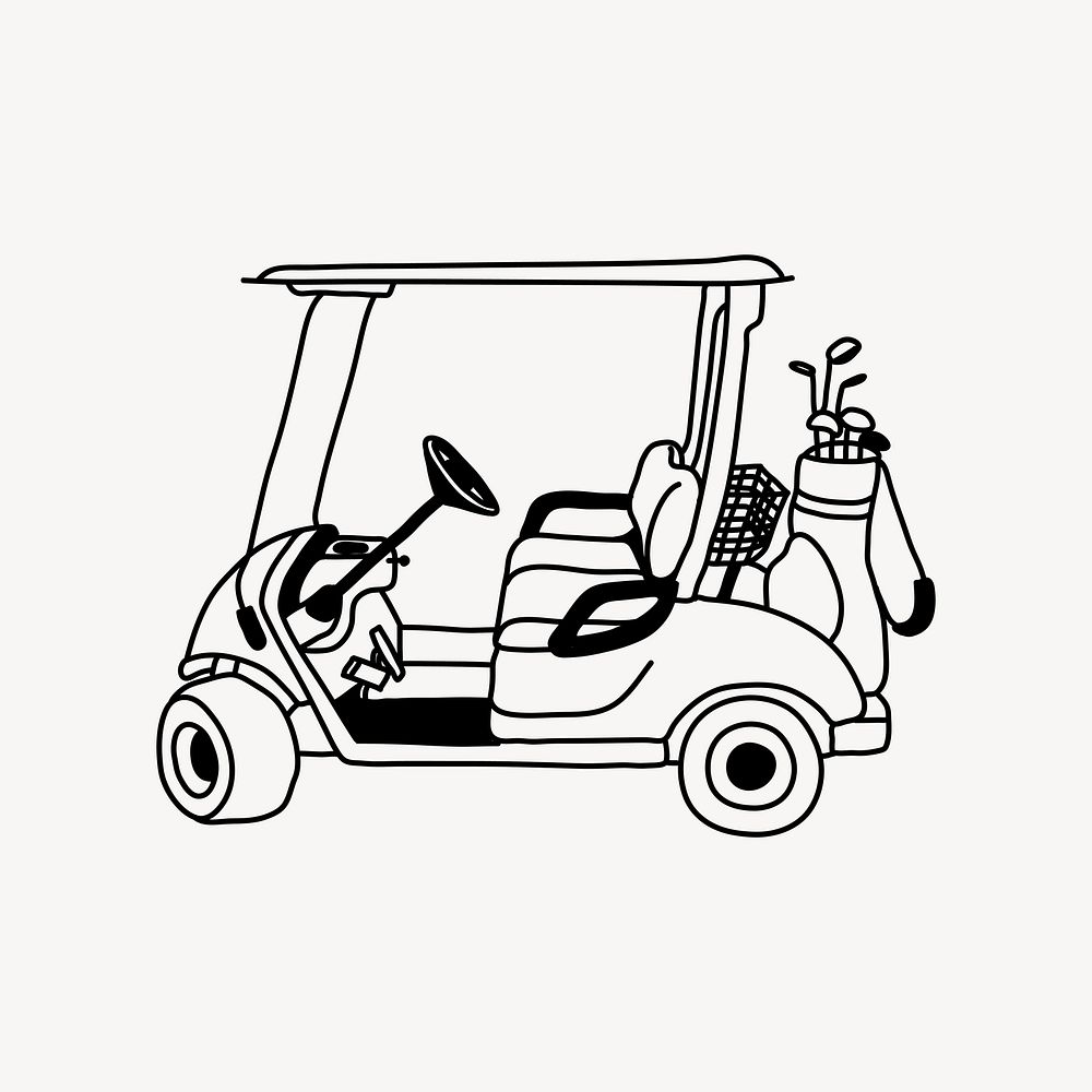Golf cart hand drawn illustration vector