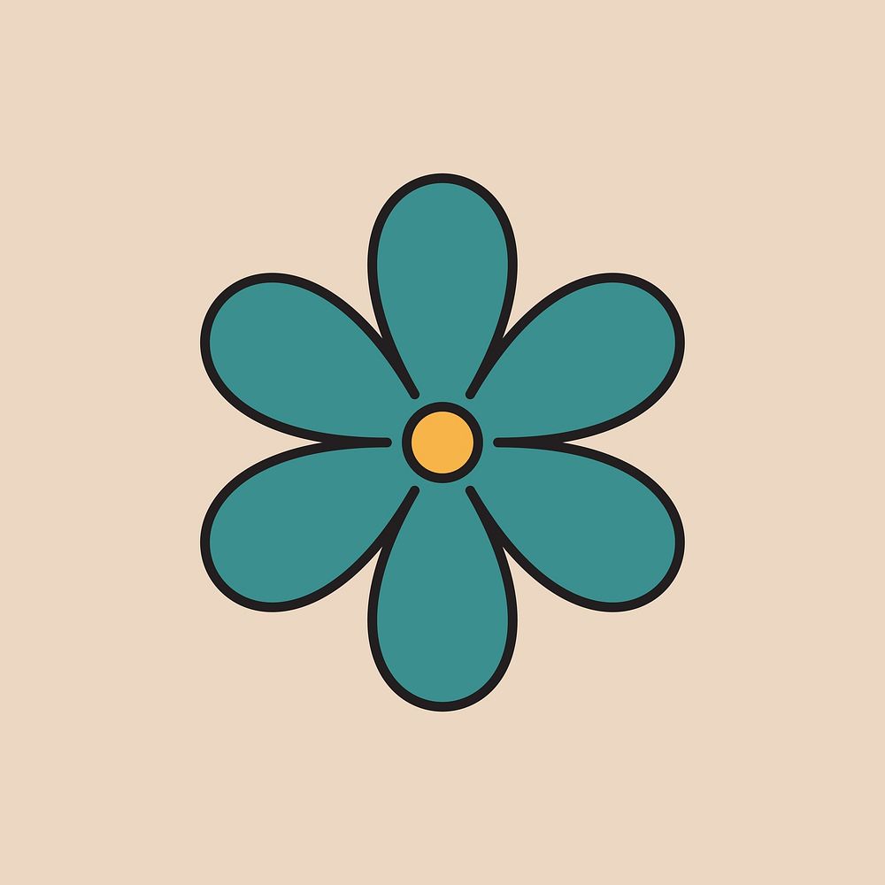 Green flower, retro illustration vector