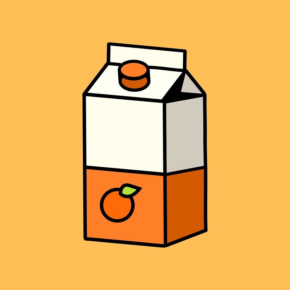 Orange juice carton, beverage line art collage element vector
