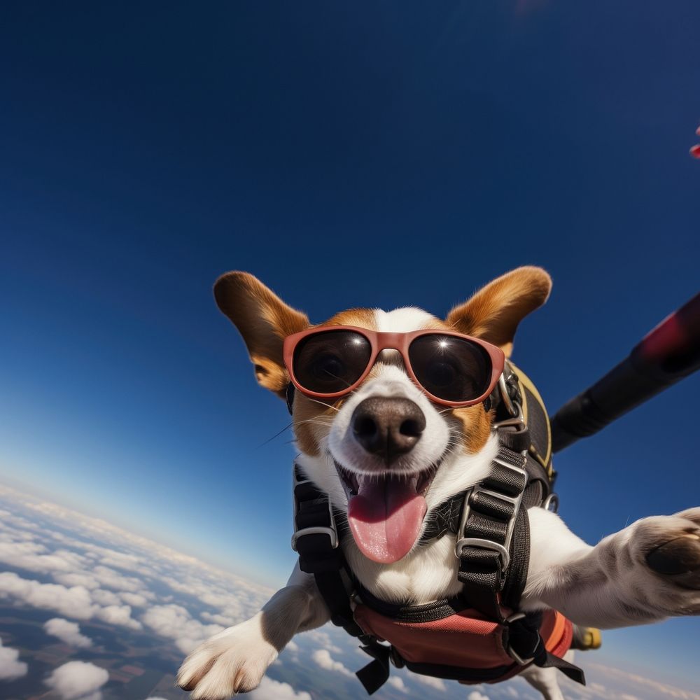 Dog skydiving adventure mammal. 