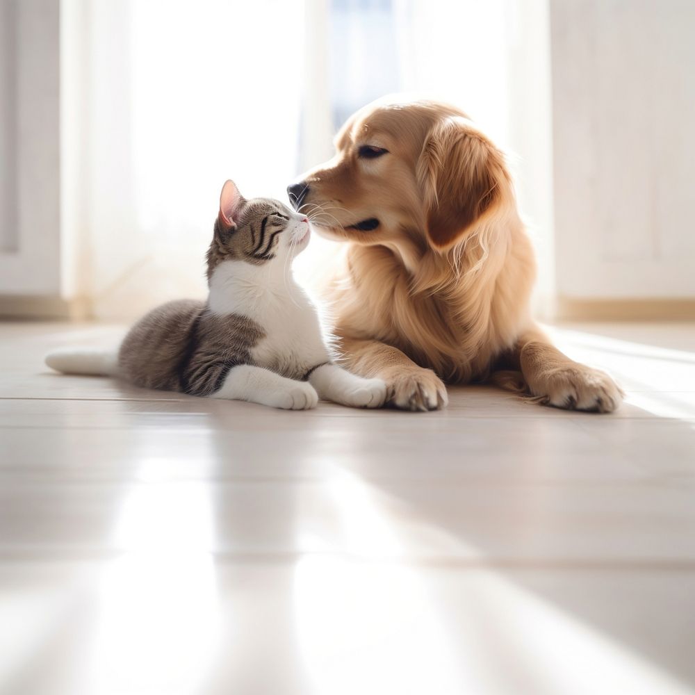 Cute cat and dog. AI generated Image by rawpixel.