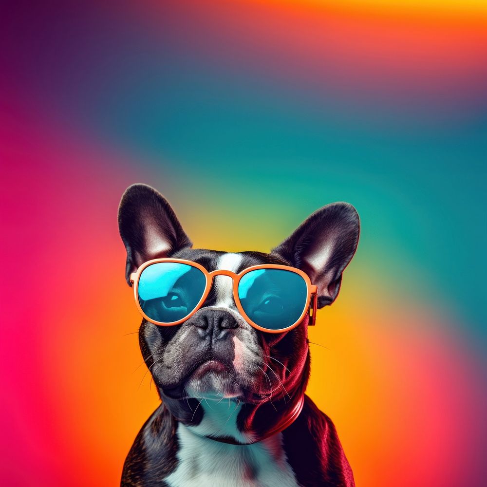 Sunglasses dog bulldog mammal. 