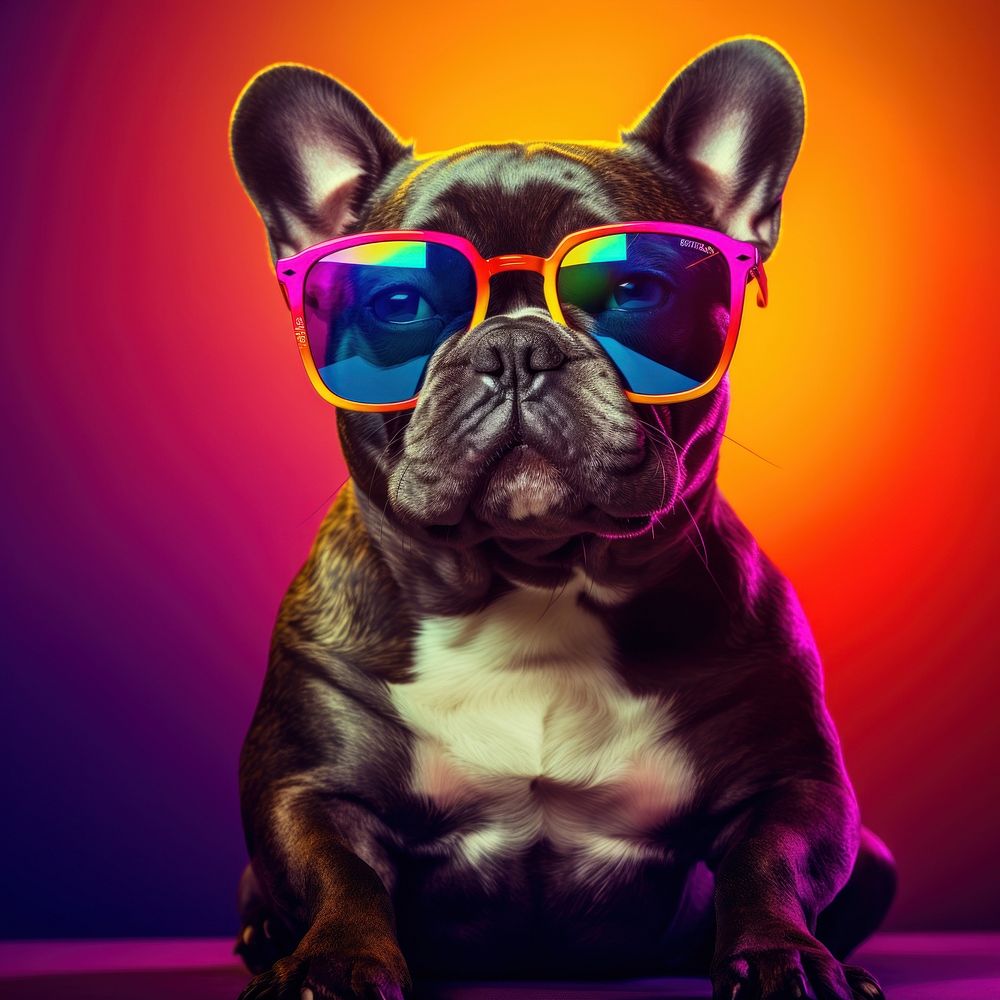 Sunglasses dog bulldog mammal. 