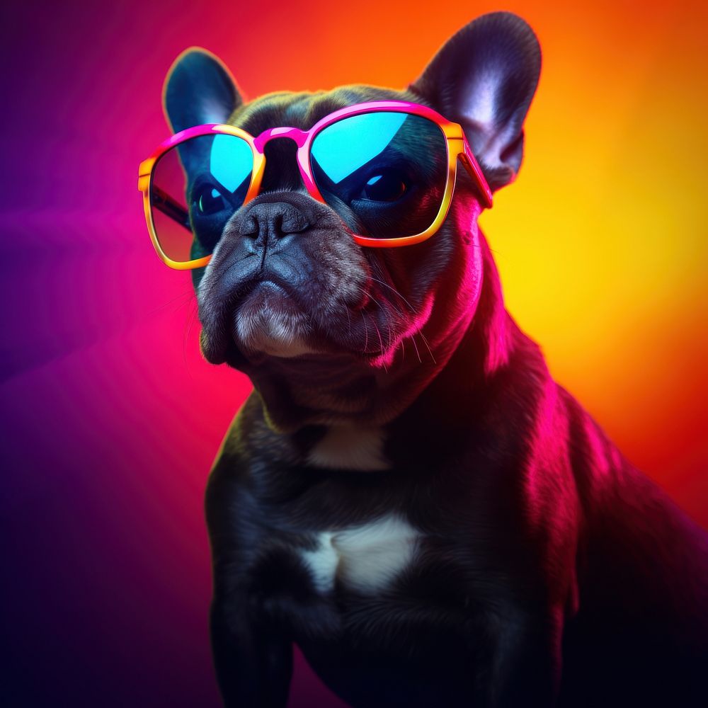 Sunglasses dog bulldog mammal. 