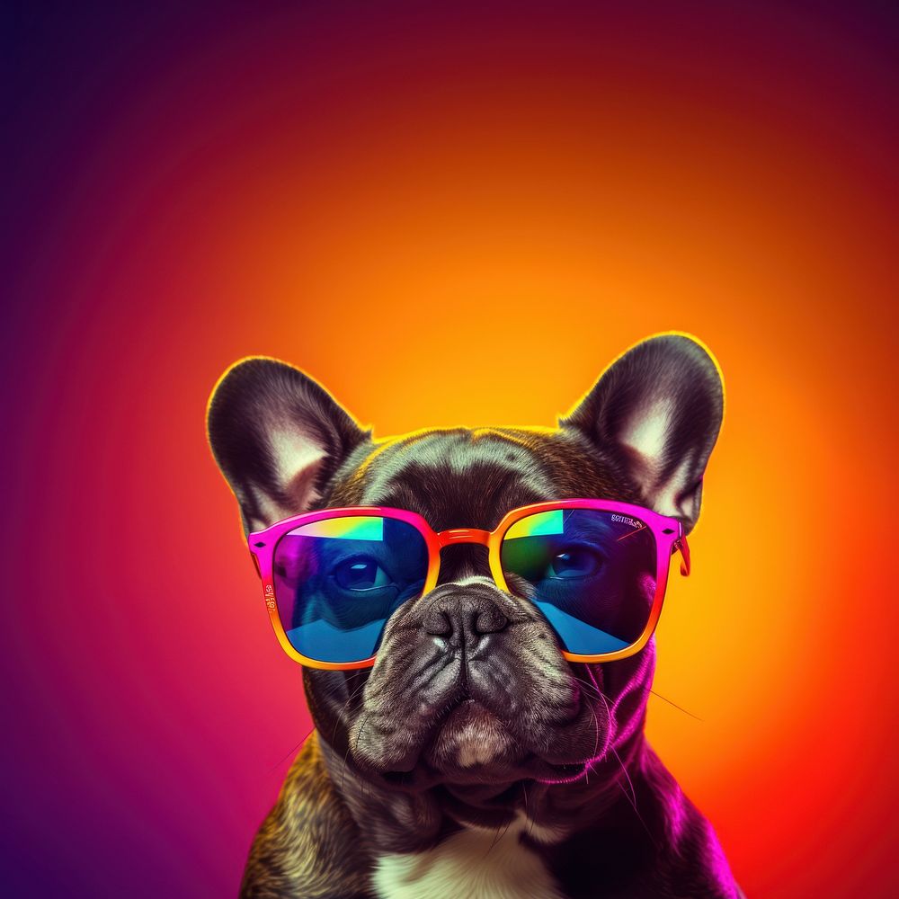 Sunglasses dog bulldog mammal. AI generated Image by rawpixel.