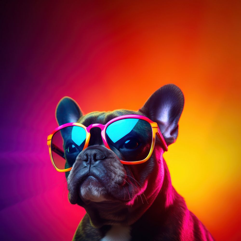 Sunglasses dog bulldog mammal. 