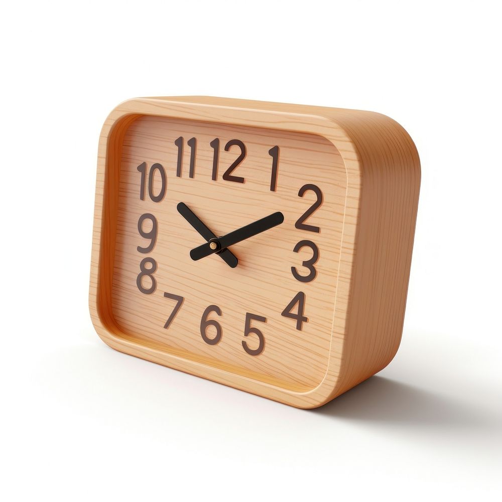 Clock number wood white background. AI generated Image by rawpixel.
