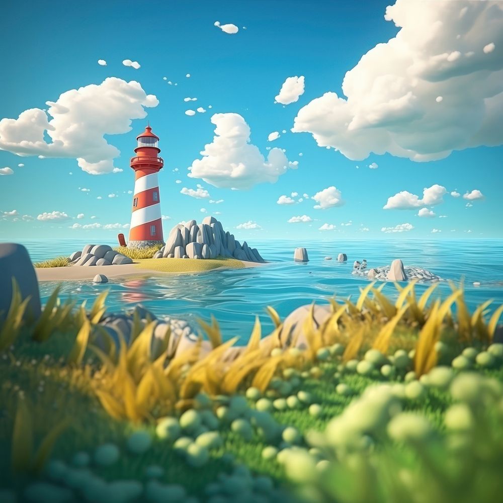 Sky sea lighthouse outdoors. AI generated Image by rawpixel.