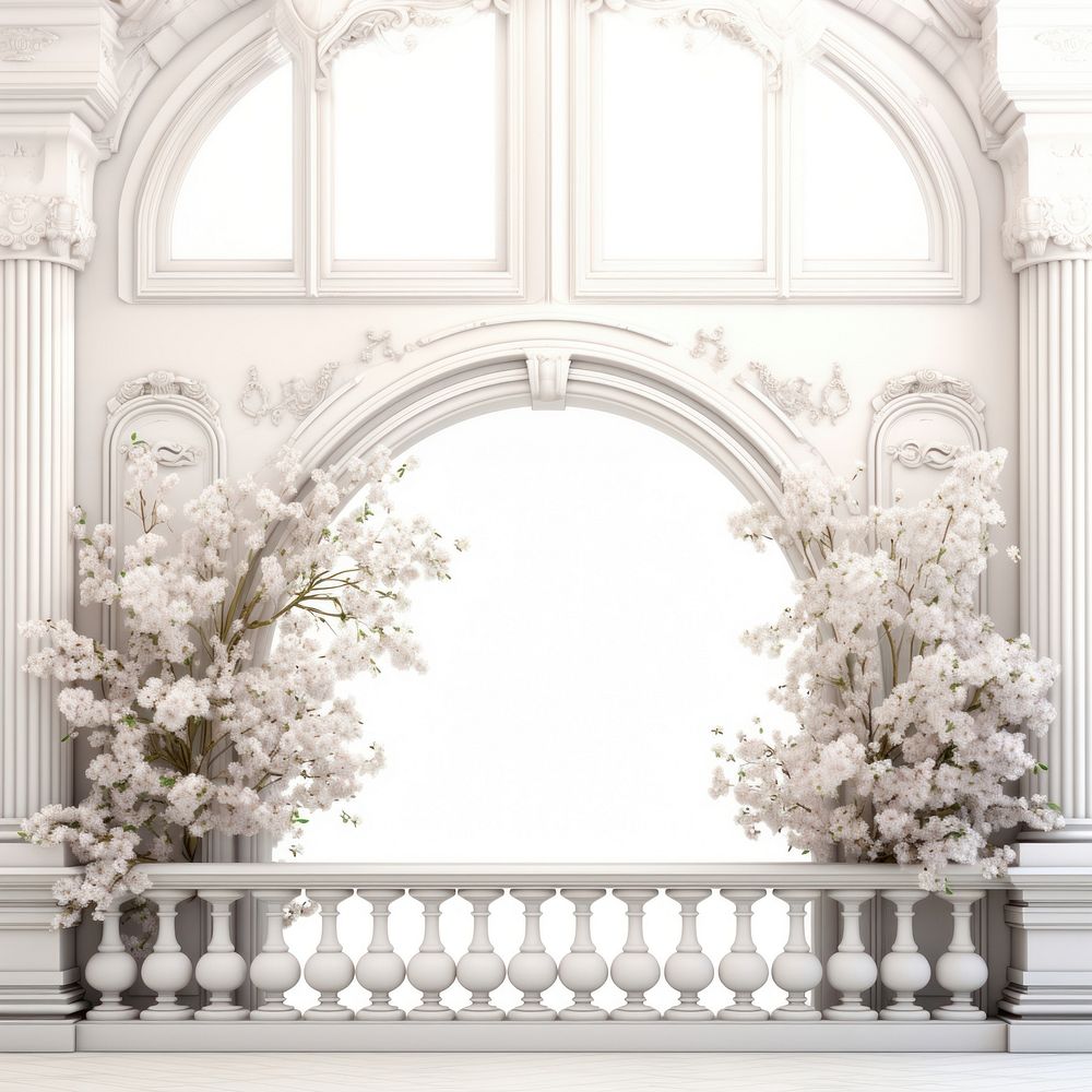 Flower architecture plant white. AI generated Image by rawpixel.