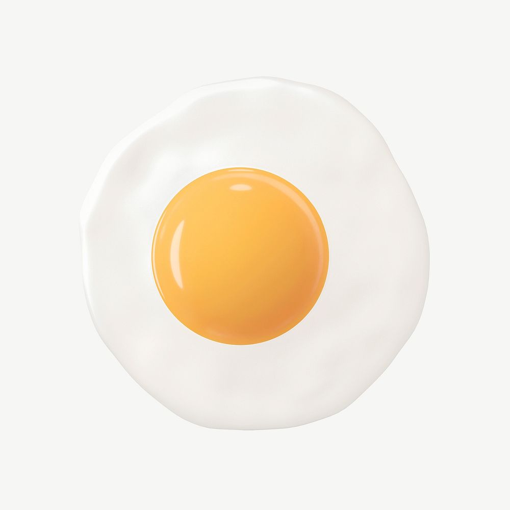 3D fried egg, collage element psd