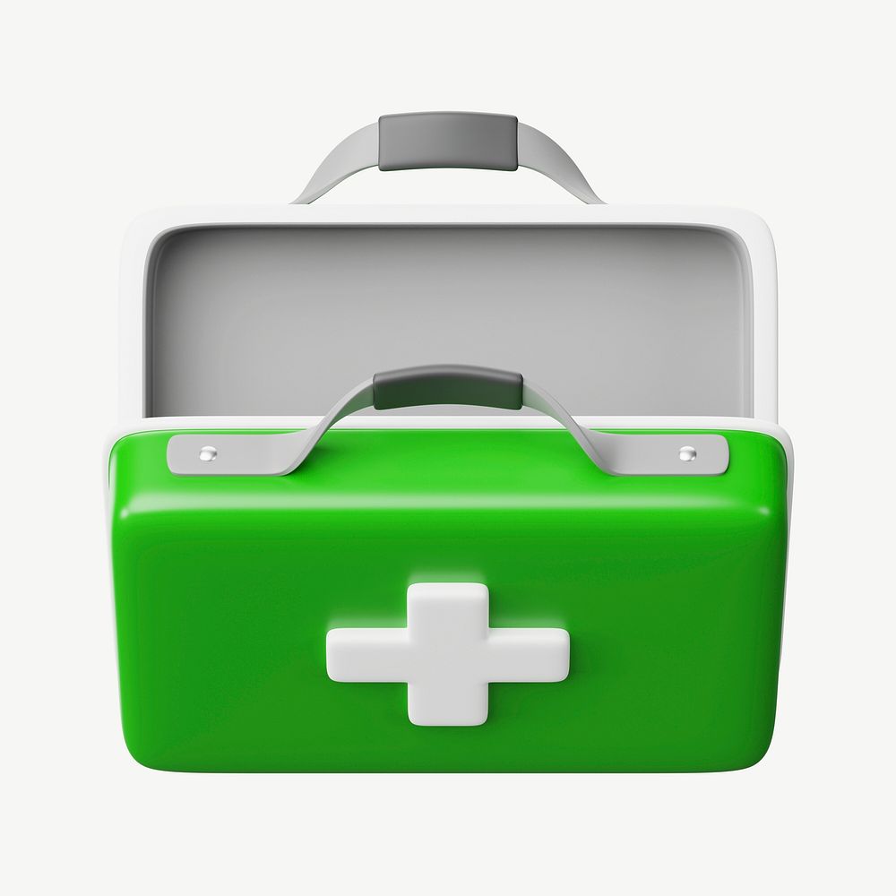 3D medical briefcase, collage element psd