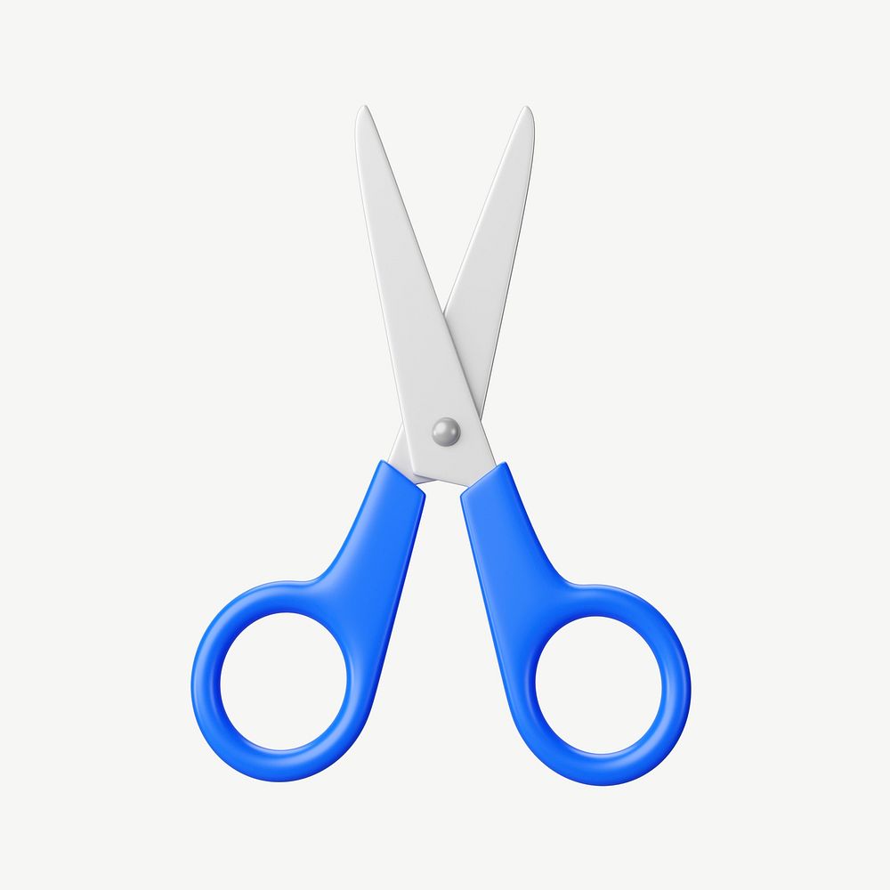 3D blue scissors, collage element psd