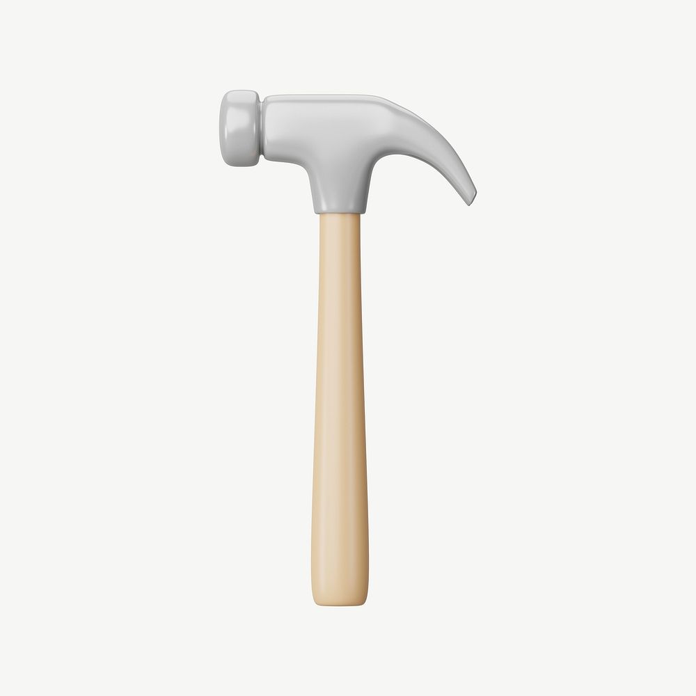 3D hammer tool, collage element psd