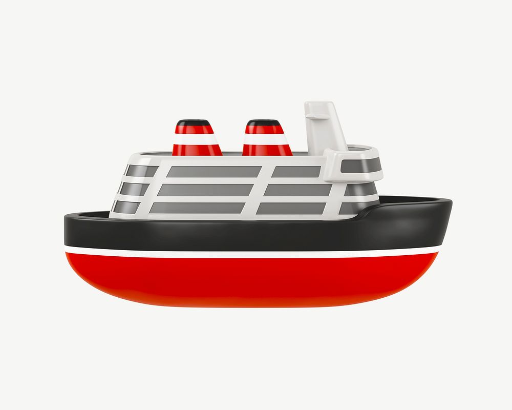 3D cruise ship, collage element psd