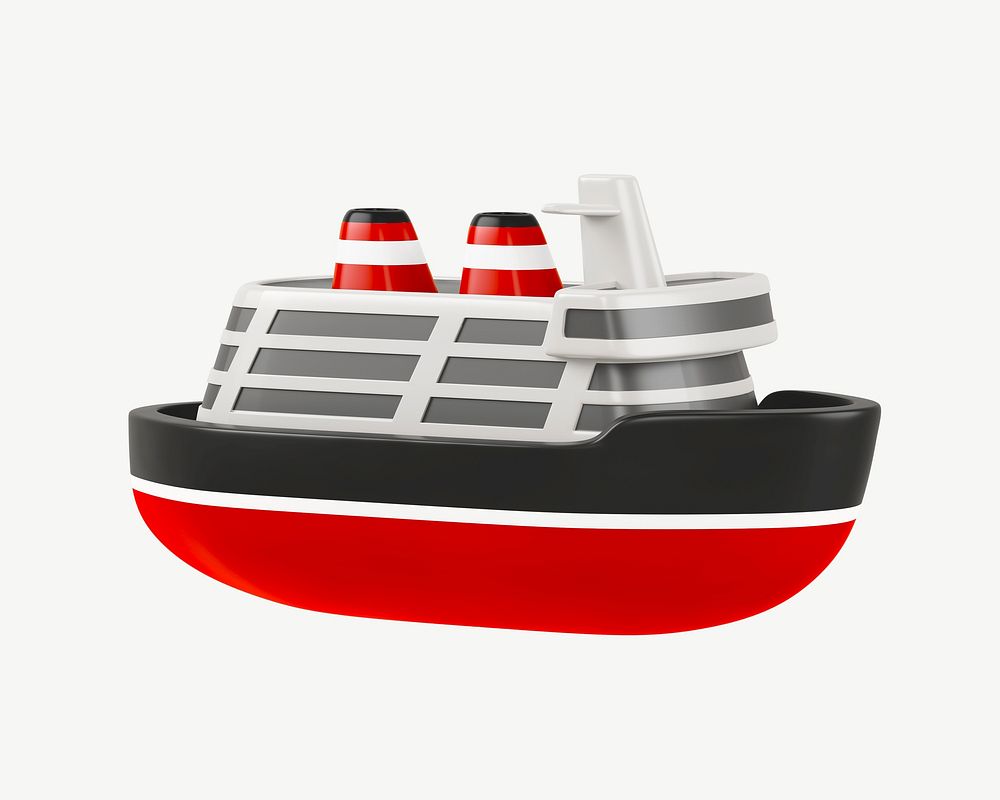 3D cruise ship, collage element psd