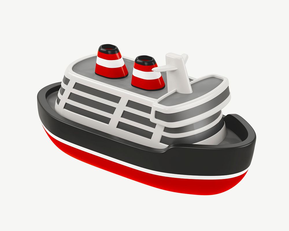 3D cruise ship, collage element psd