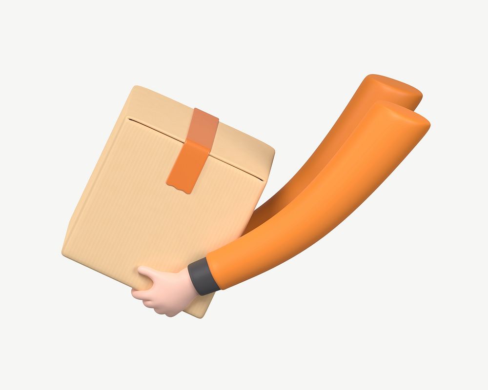 3D parcel delivery, collage element psd