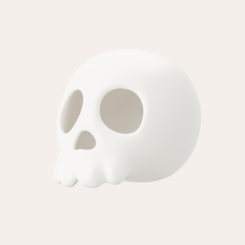 3D human skull, collage element psd