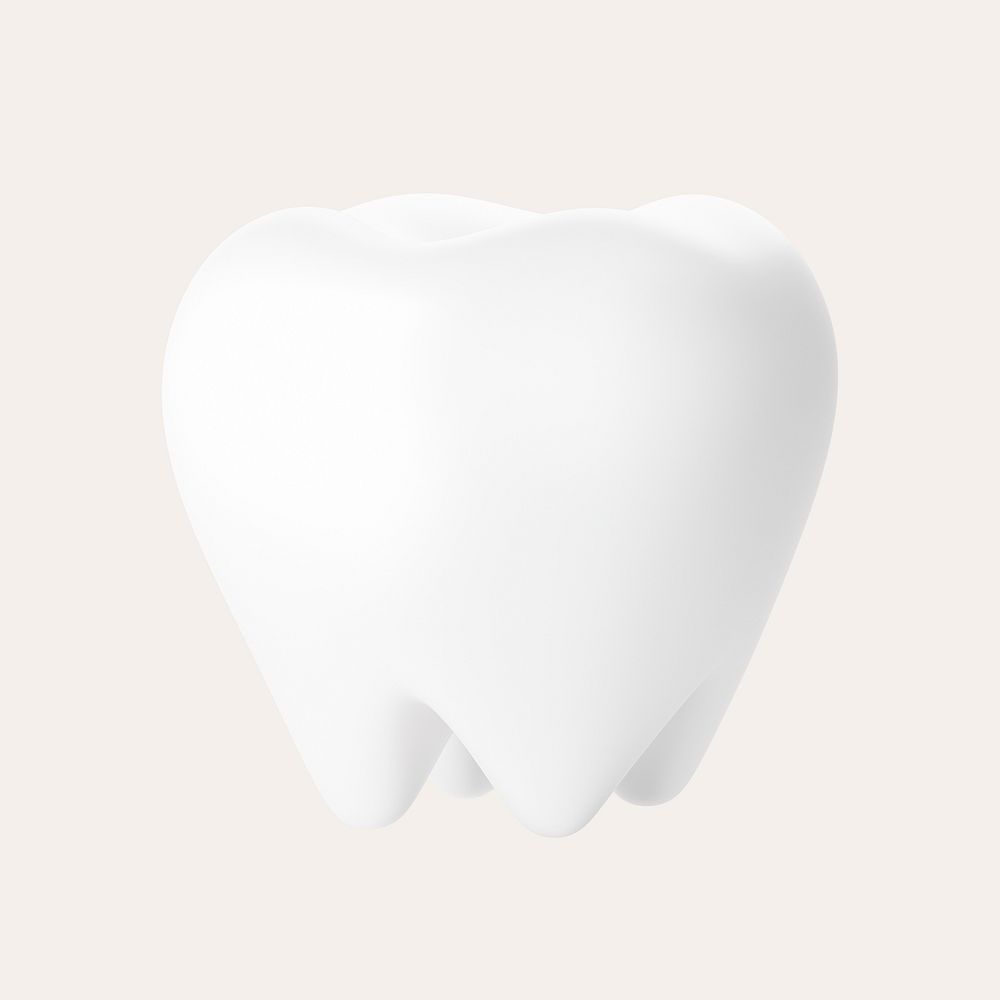 3D white tooth, collage element psd