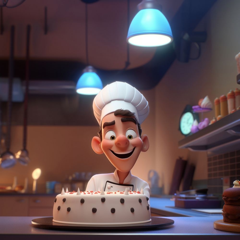 Chef cartoon cake dessert. 