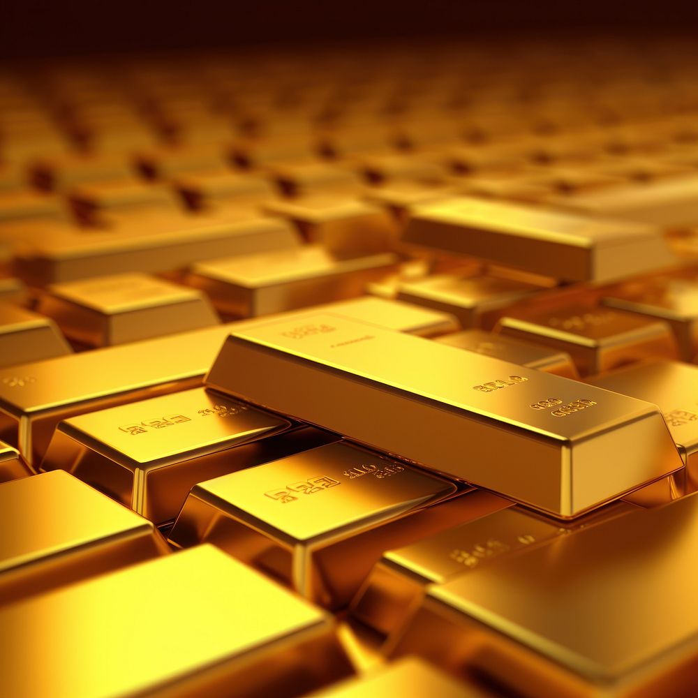 3d render illustration of gold bars. AI generated Image by rawpixel. 
