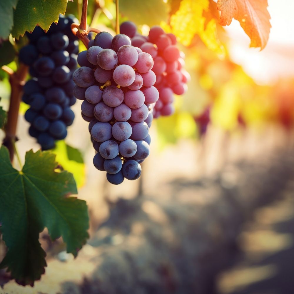 close up photo of grapes in a vineyard. AI generated Image by rawpixel. 