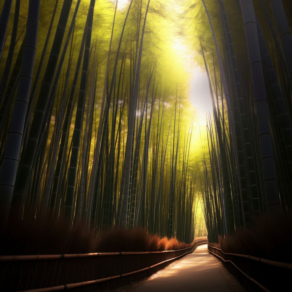 Bamboo landscape sunlight outdoors. 