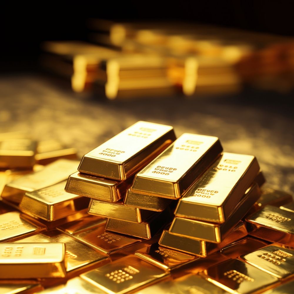 a real photo of gold bars. AI generated Image by rawpixel. 