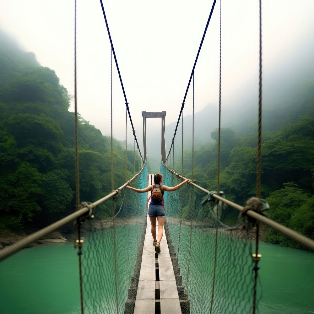 Bridge adventure outdoors nature. AI generated Image by rawpixel.