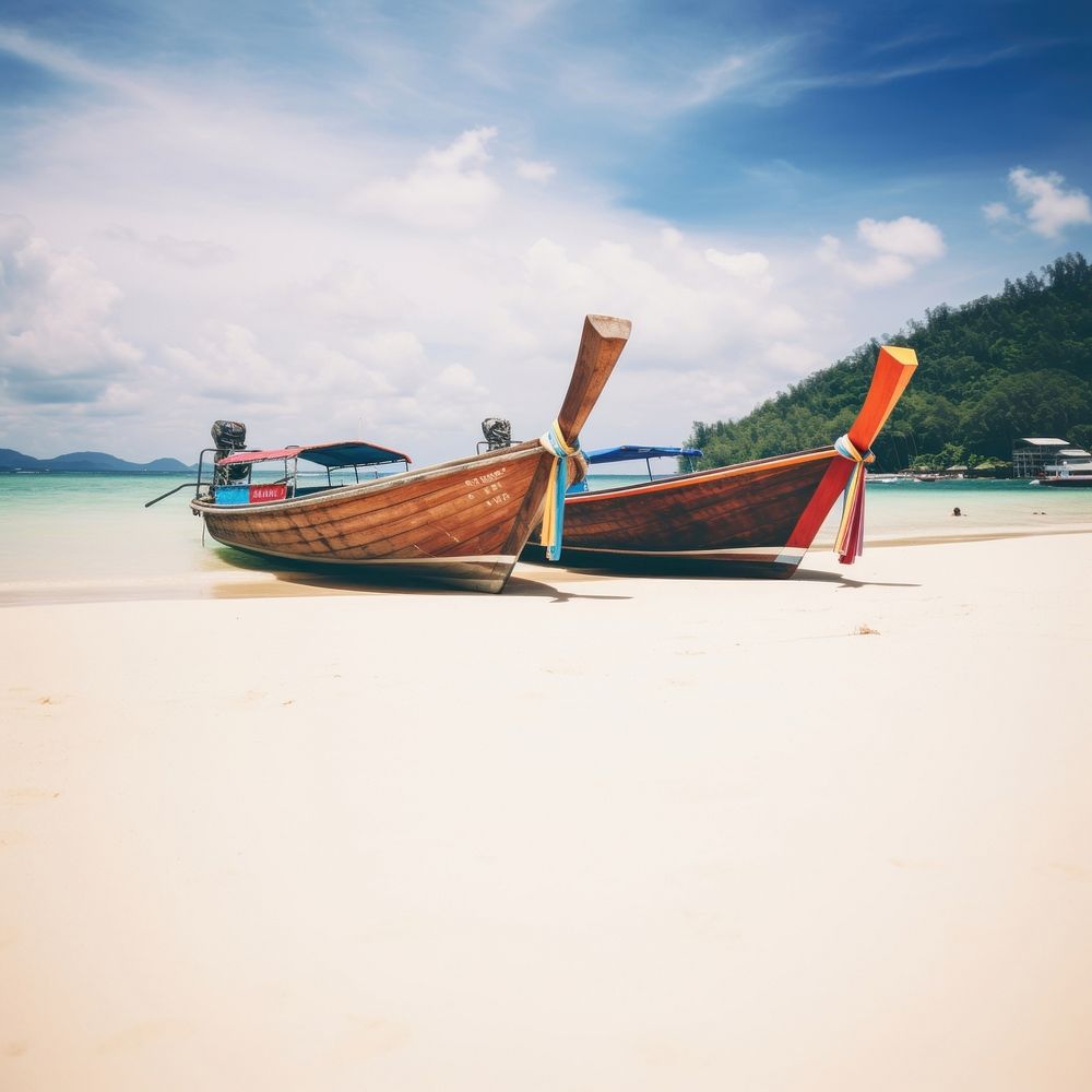 Beach boat watercraft outdoors. AI generated Image by rawpixel.